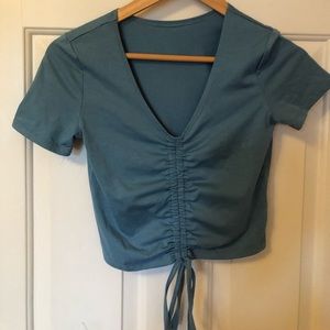 Shein dark blue cinch front top